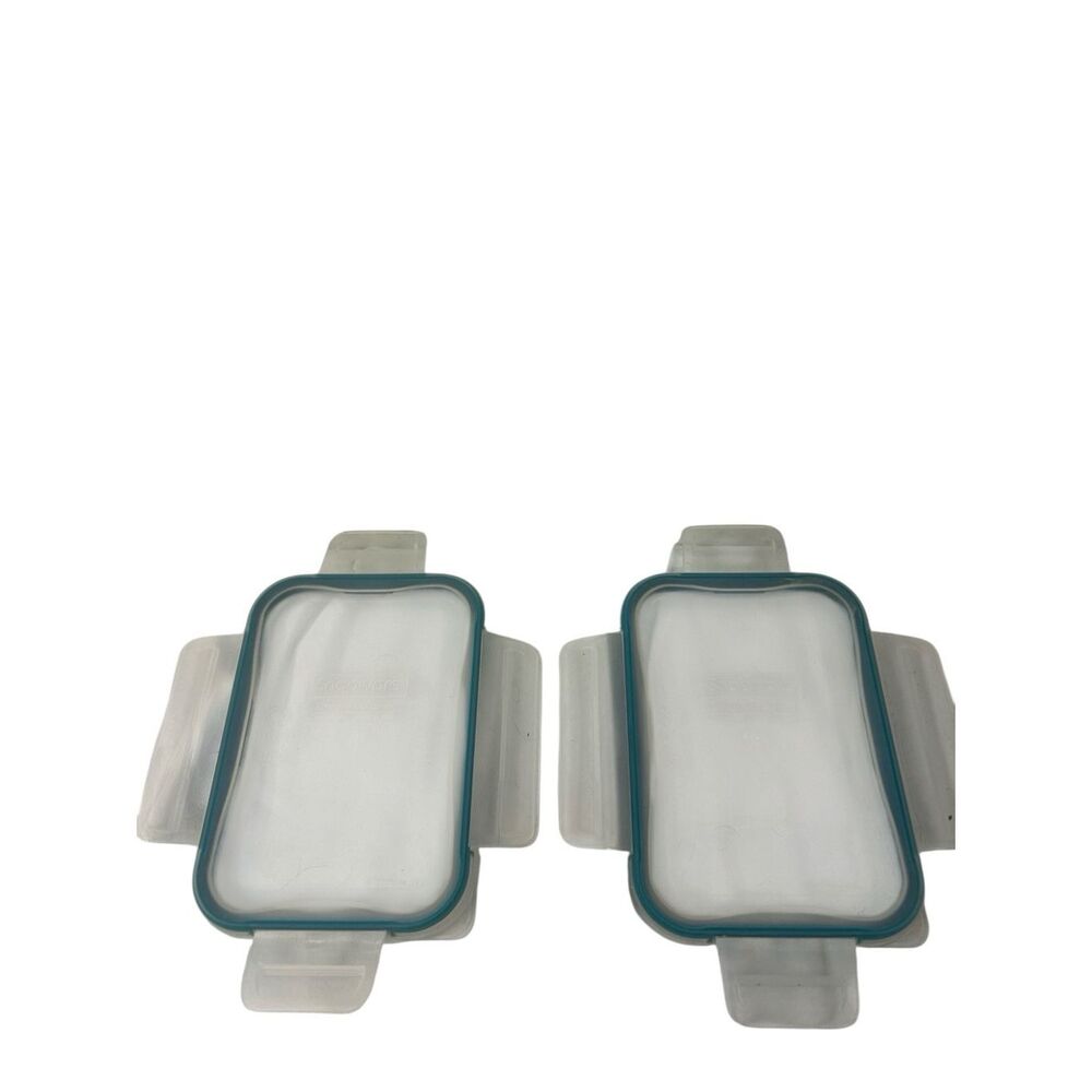 2 Snapware blue lids‎ 6"x6" Blue trim replacements